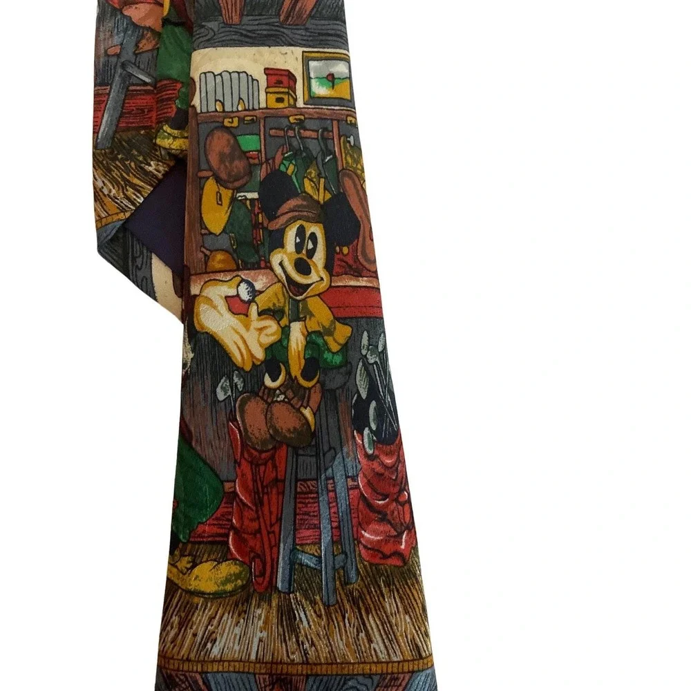 Vtg‎ Tie Golf Country Club Cartoon Mickie & CO. Mickie Mouse Goofy Donald Duck